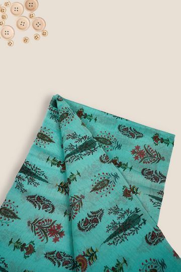 Pure Malai Chanderi Mughal Printed Fabric