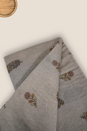 Pure Malai Chanderi Mughal Printed Fabric