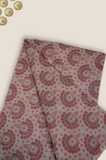 Pure Malai Chanderi Mughal Printed Fabric