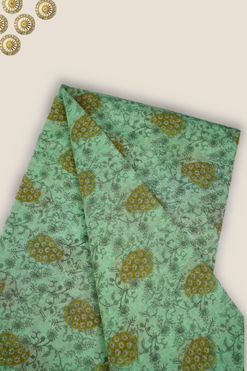 Pure Malai Chanderi Mughal Printed Fabric
