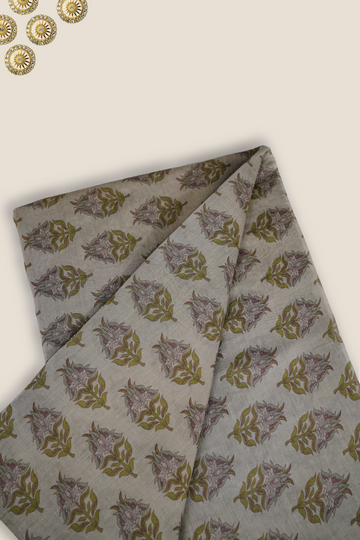 Pure Malai Chanderi Mughal Printed Fabric