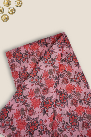 Pure Malai Chanderi Mughal Printed Fabric