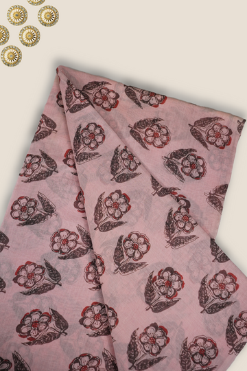 Pure Malai Chanderi Mughal Printed Fabric