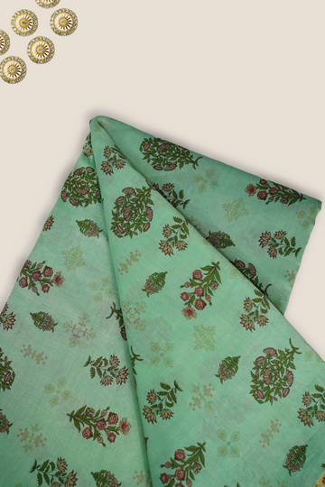 Pure Malai Chanderi Mughal Printed Fabric
