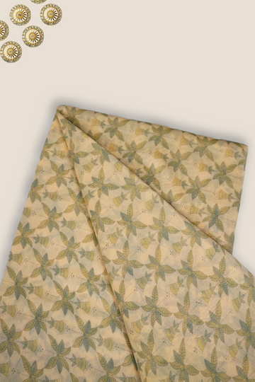Pure Malai Chanderi Mughal Printed Fabric