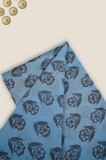 Pure Malai Chanderi Mughal Printed Fabric