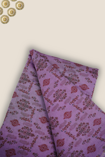 Pure Malai Chanderi Mughal Printed Fabric