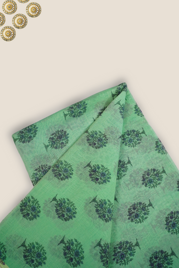 Pure Malai Chanderi Mughal Printed Fabric