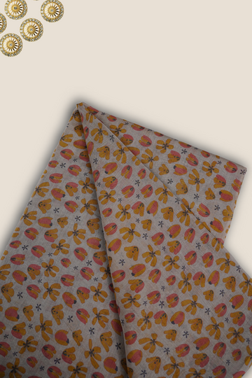 Pure Malai Chanderi Mughal Printed Fabric