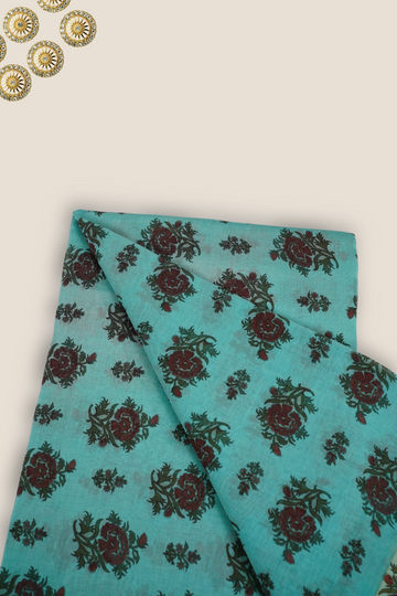 Pure Malai Chanderi Mughal Printed Fabric