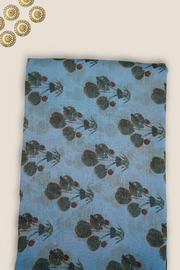 Pure Malai Chanderi Mughal Printed Fabric