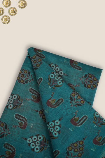 Pure Malai Chanderi Mughal Printed Fabric