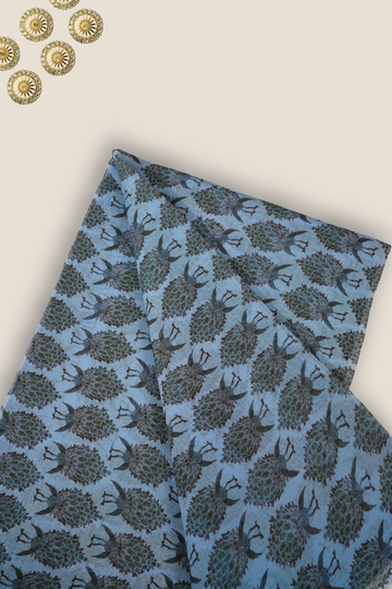 Pure Malai Chanderi Mughal Printed Fabric