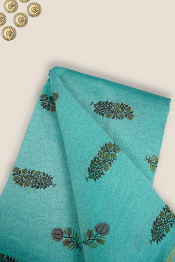 Pure Malai Chanderi Mughal Printed Fabric