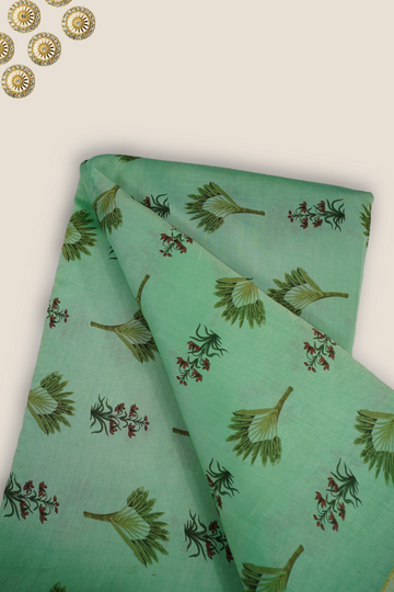 Pure Malai Chanderi Mughal Printed Fabric