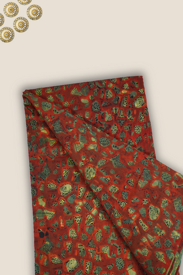 Pure Malai Chanderi Mughal Printed Fabric