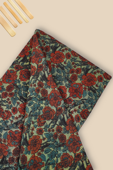 Pure Chanderi Vanaspati Printed Fabric