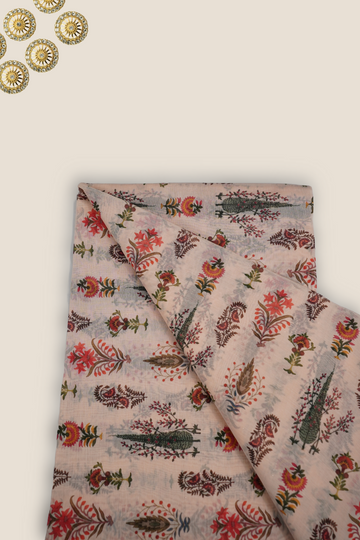 Pure Malai Chanderi Mughal Printed Fabric