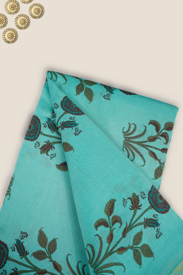 Pure Malai Chanderi Mughal Printed Fabric
