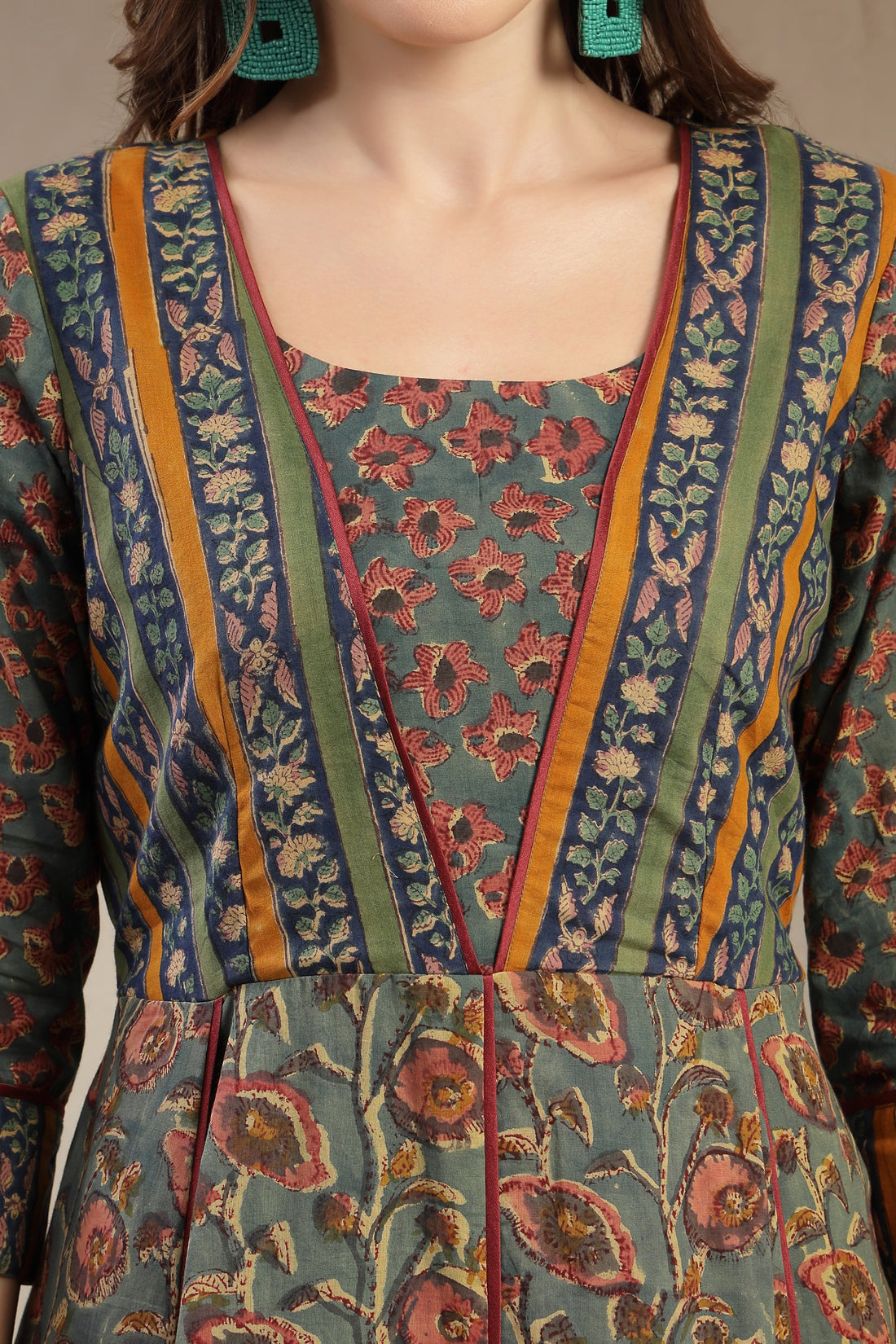 Premium Printed Cotton A-Line Dress | Handcrafted Ethnic Motif | Everyday & Casual Wear