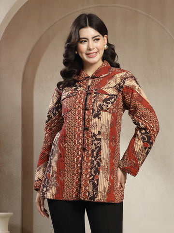 Women’s Premium Batik Patchwork Long-Sleeve Button Jacket