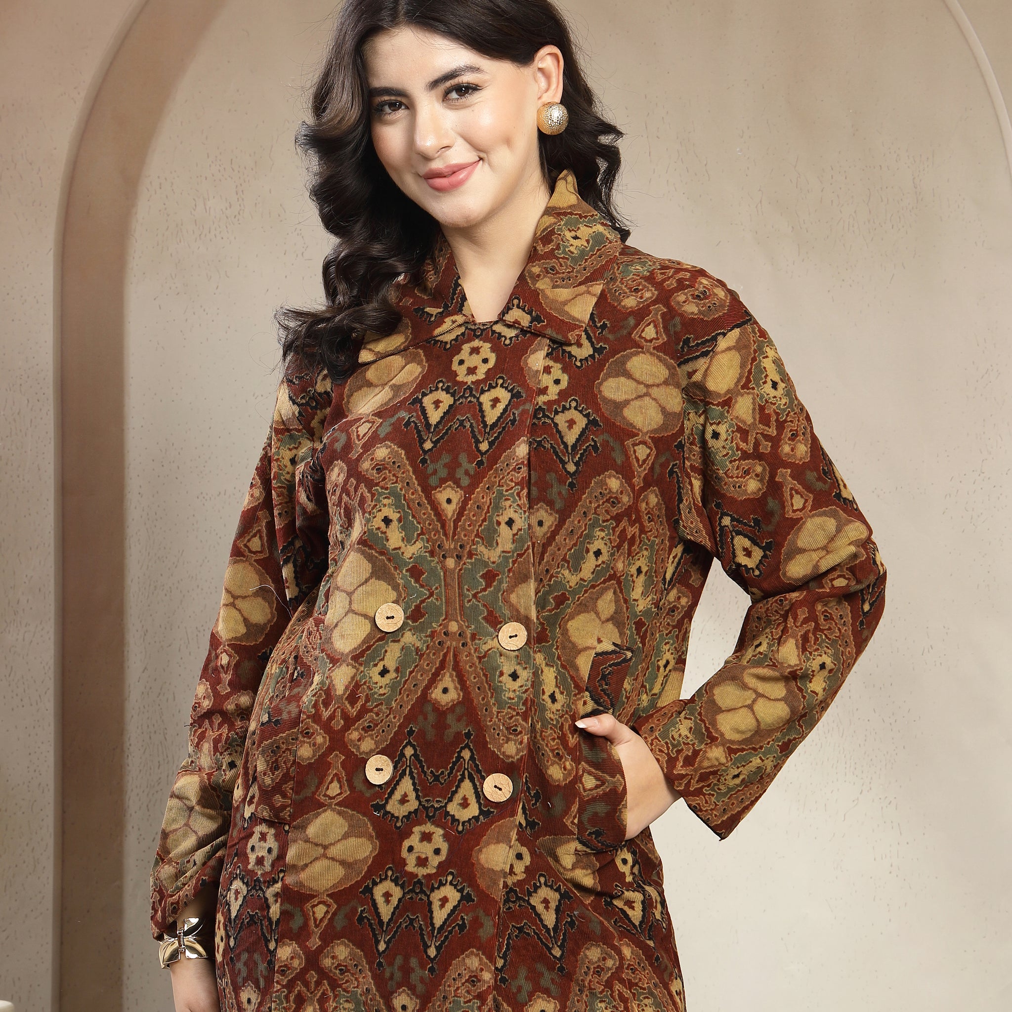 Women’s Ethnic Printed Premium Winter Jacket