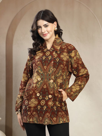 Women’s Ethnic Printed Premium Winter Jacket