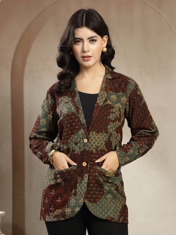 Women’s Hand Block Cotrise Vanaspati Printed Jacket