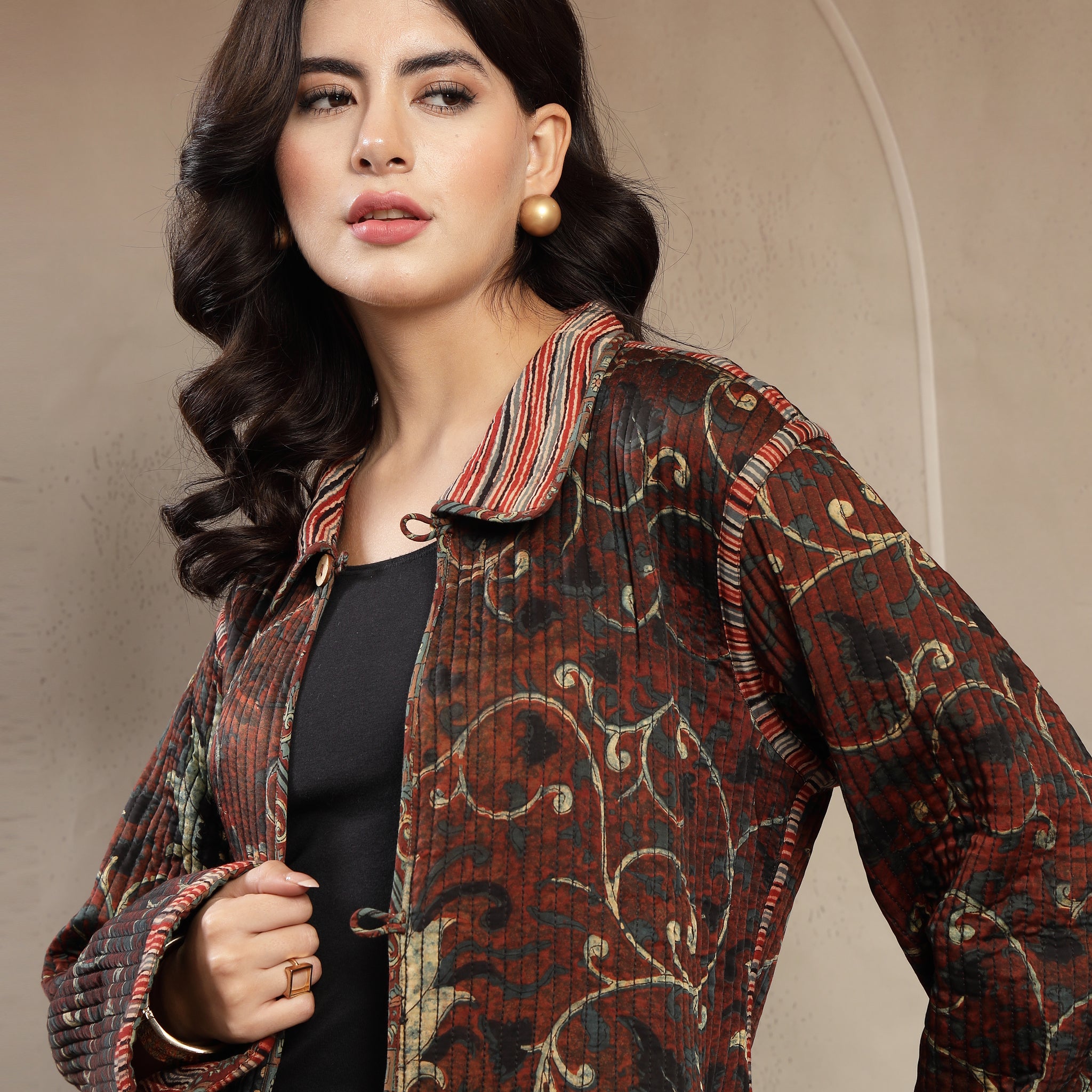 Premium Modal Fabric Printed Long Jacket for Women