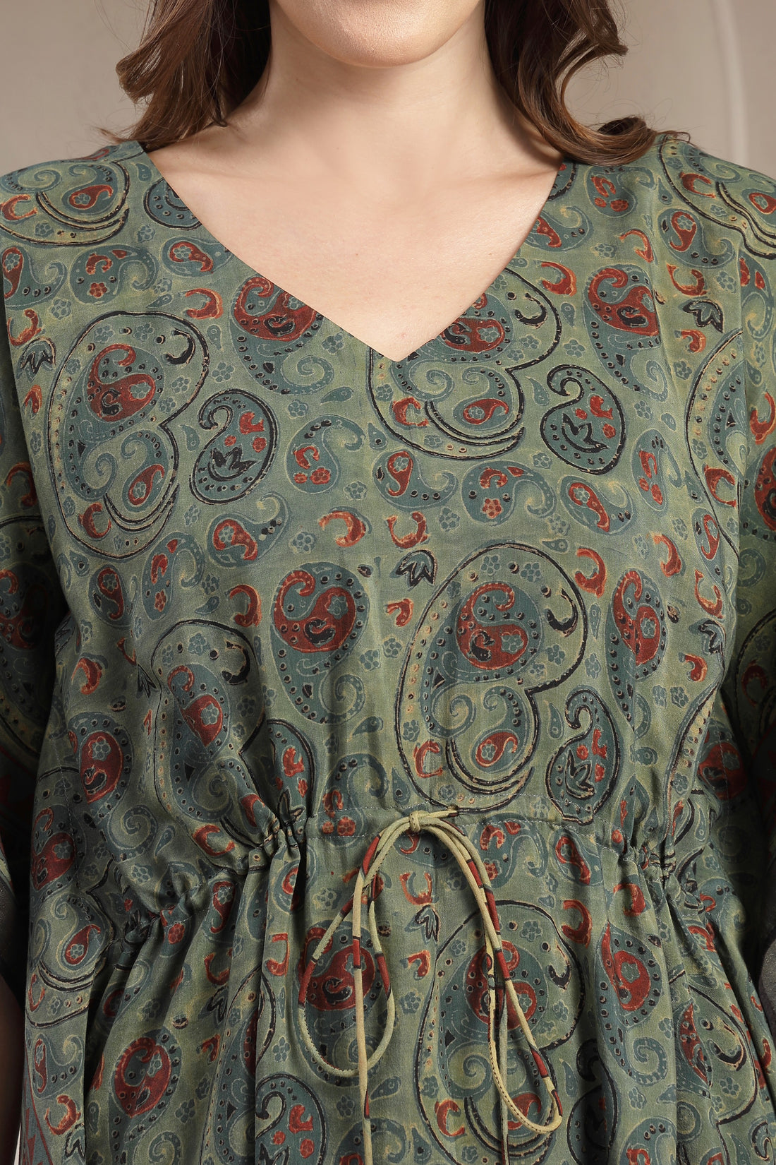 Assam Silk Handblocked Kaftan – Relaxed Fit Ethnic Wear