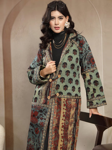 Hand Block Modal Fabric Zariwork Long Jacket - Maharaja