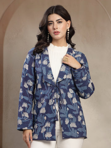 Hand block Muslin Jacket with Vanaspati Print
