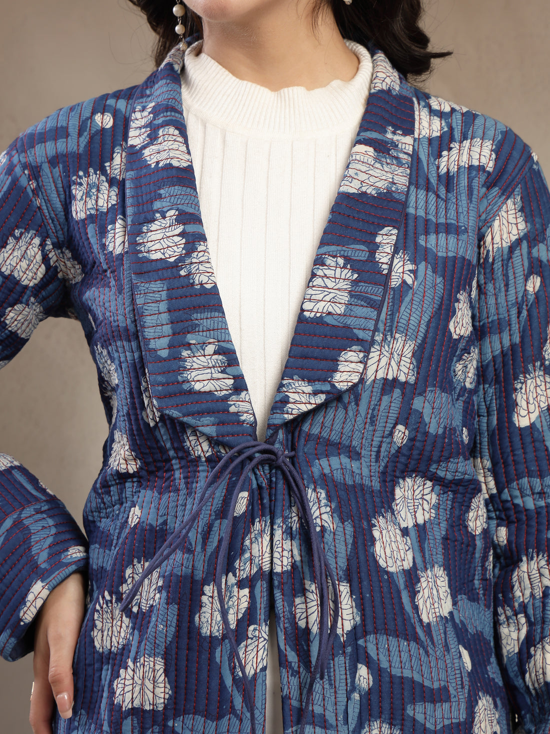 Hand block Muslin Jacket with Vanaspati Print