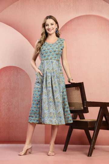 Mustard & Marigold Paneled Cotton Midi Dress