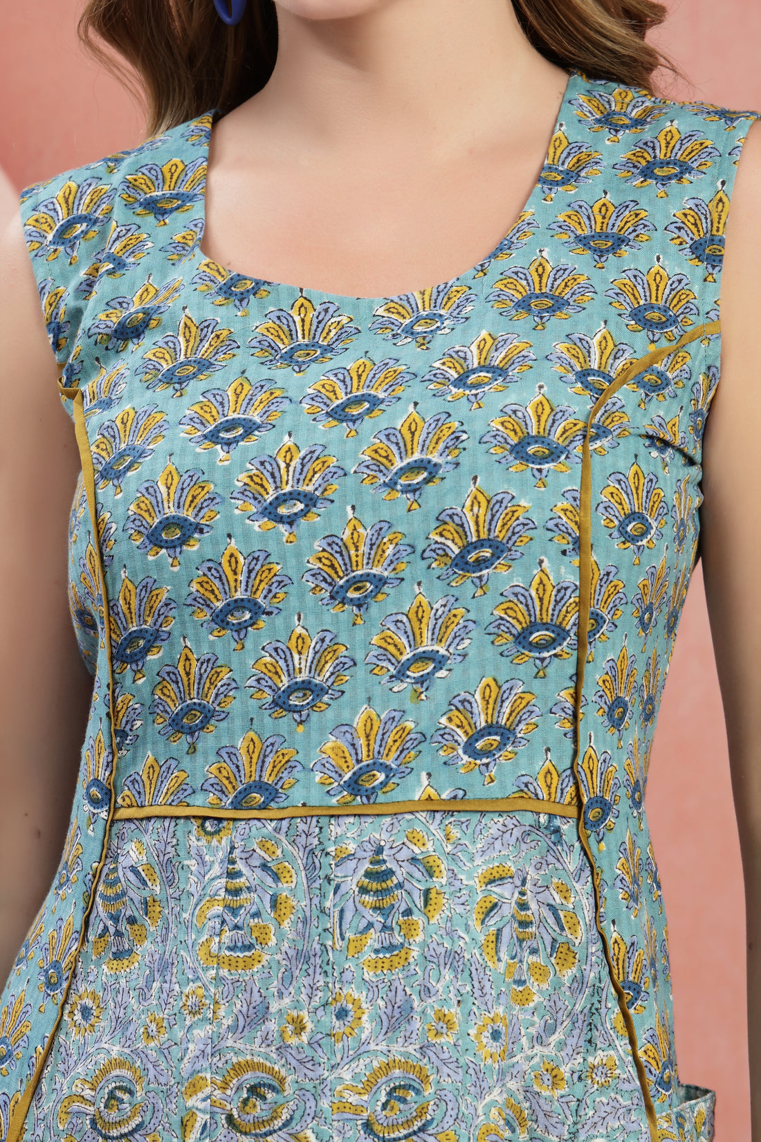 Mustard & Marigold Paneled Cotton Midi Dress