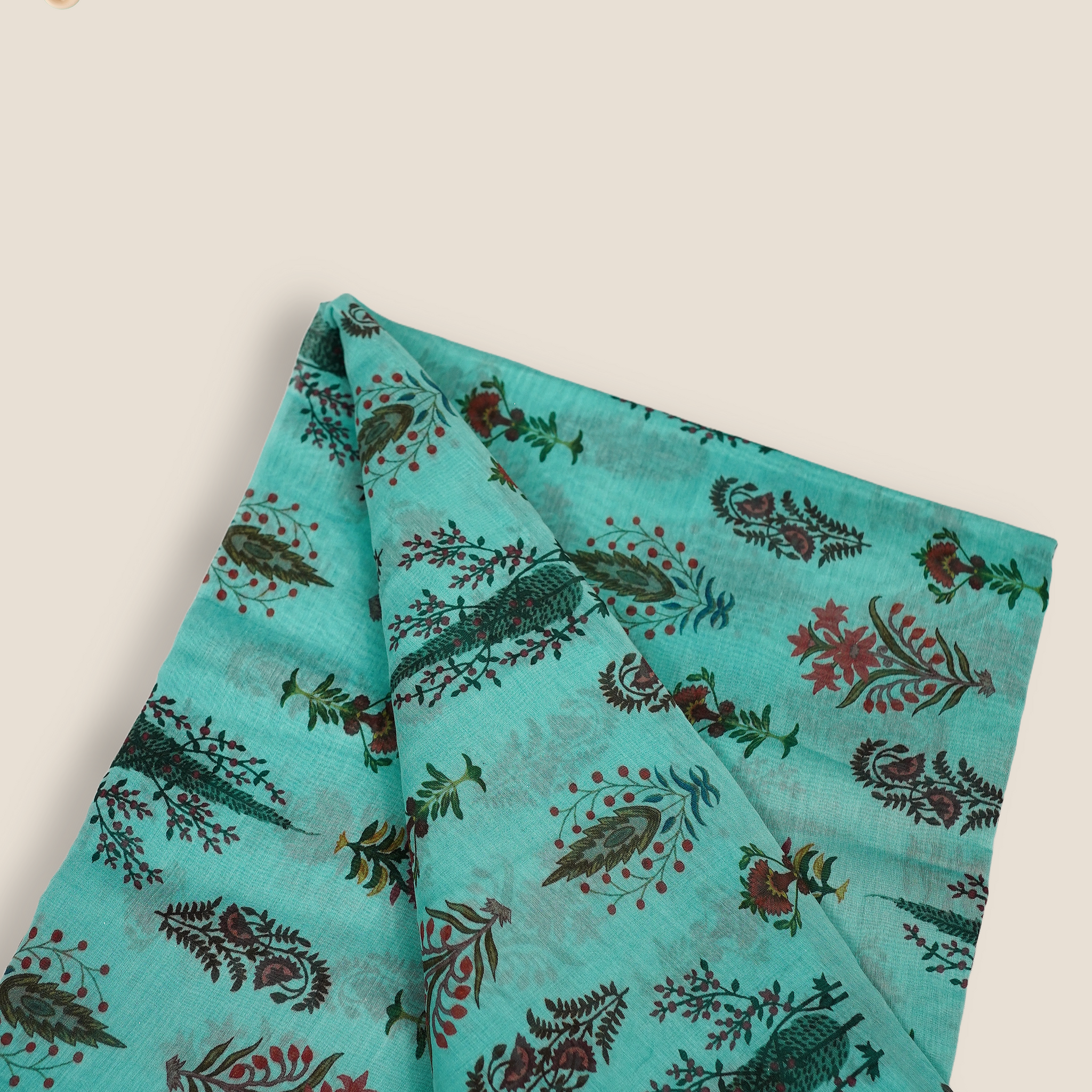 Pure Malai Chanderi Mughal Printed Fabric