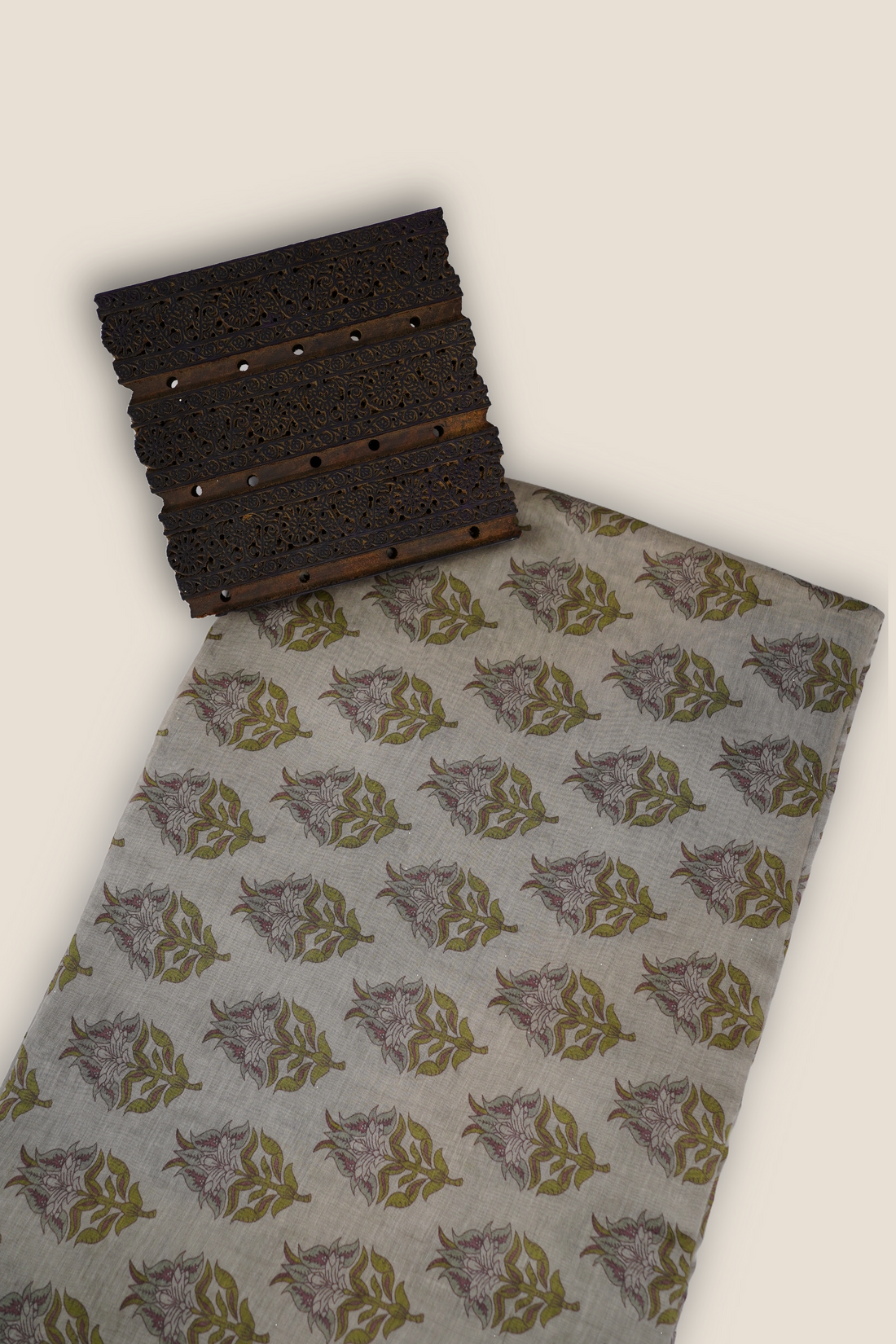 Pure Malai Chanderi Mughal Printed Fabric