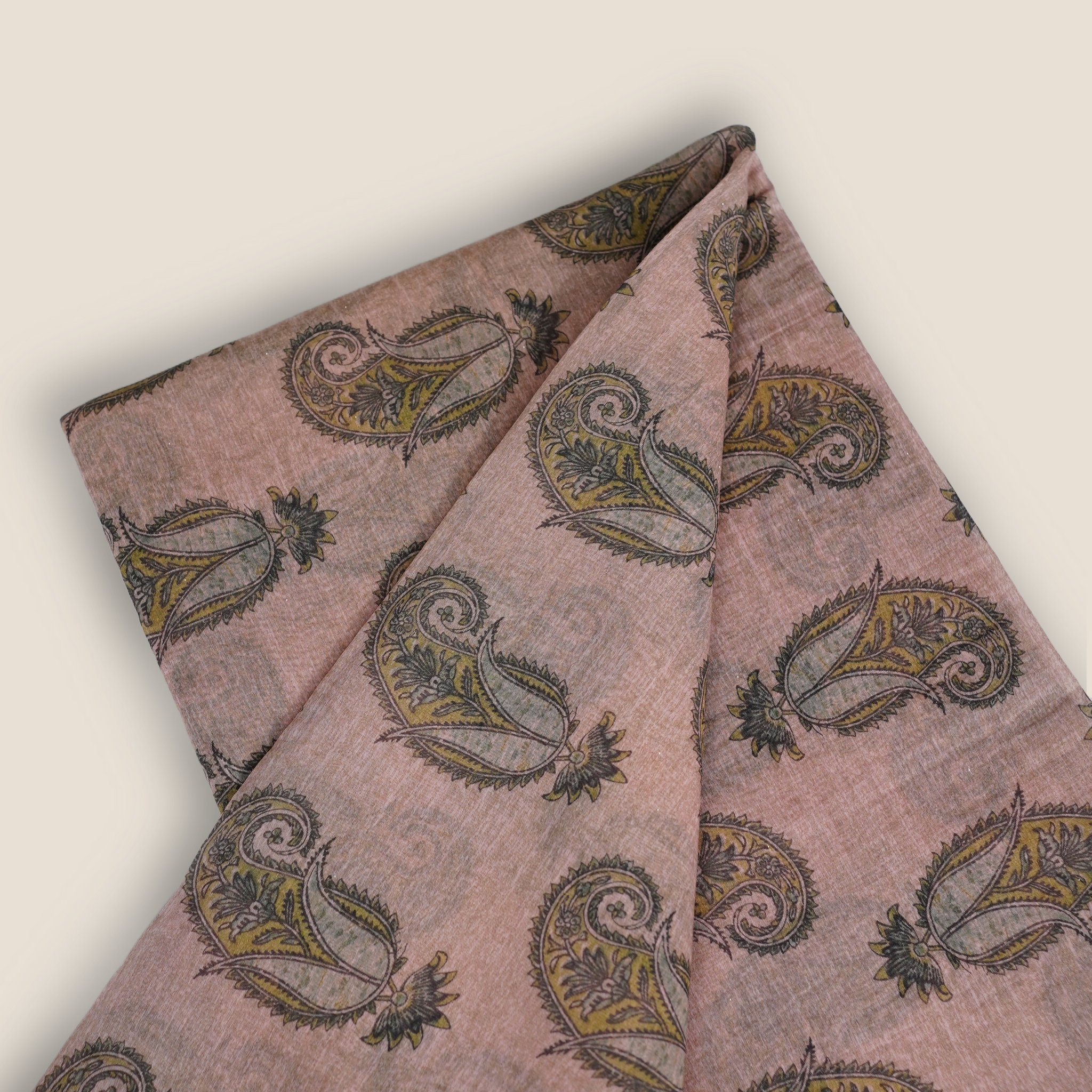Pure Malai Chanderi Mughal Printed Fabric