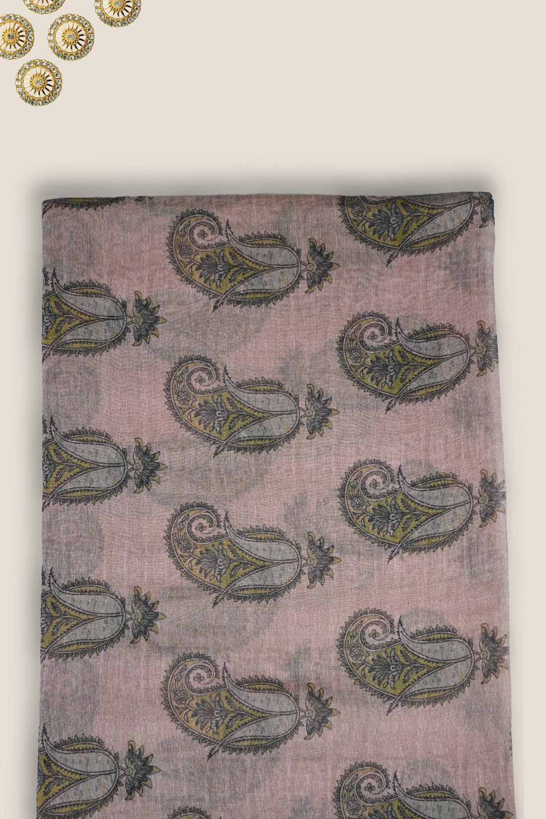 Pure Malai Chanderi Mughal Printed Fabric