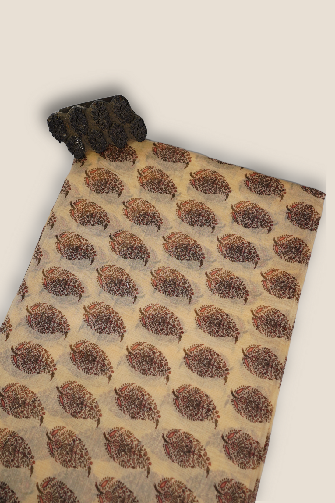 Pure Malai Chanderi Mughal Printed Fabric