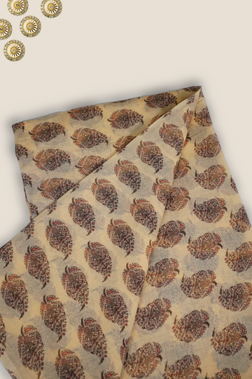 Pure Malai Chanderi Mughal Printed Fabric