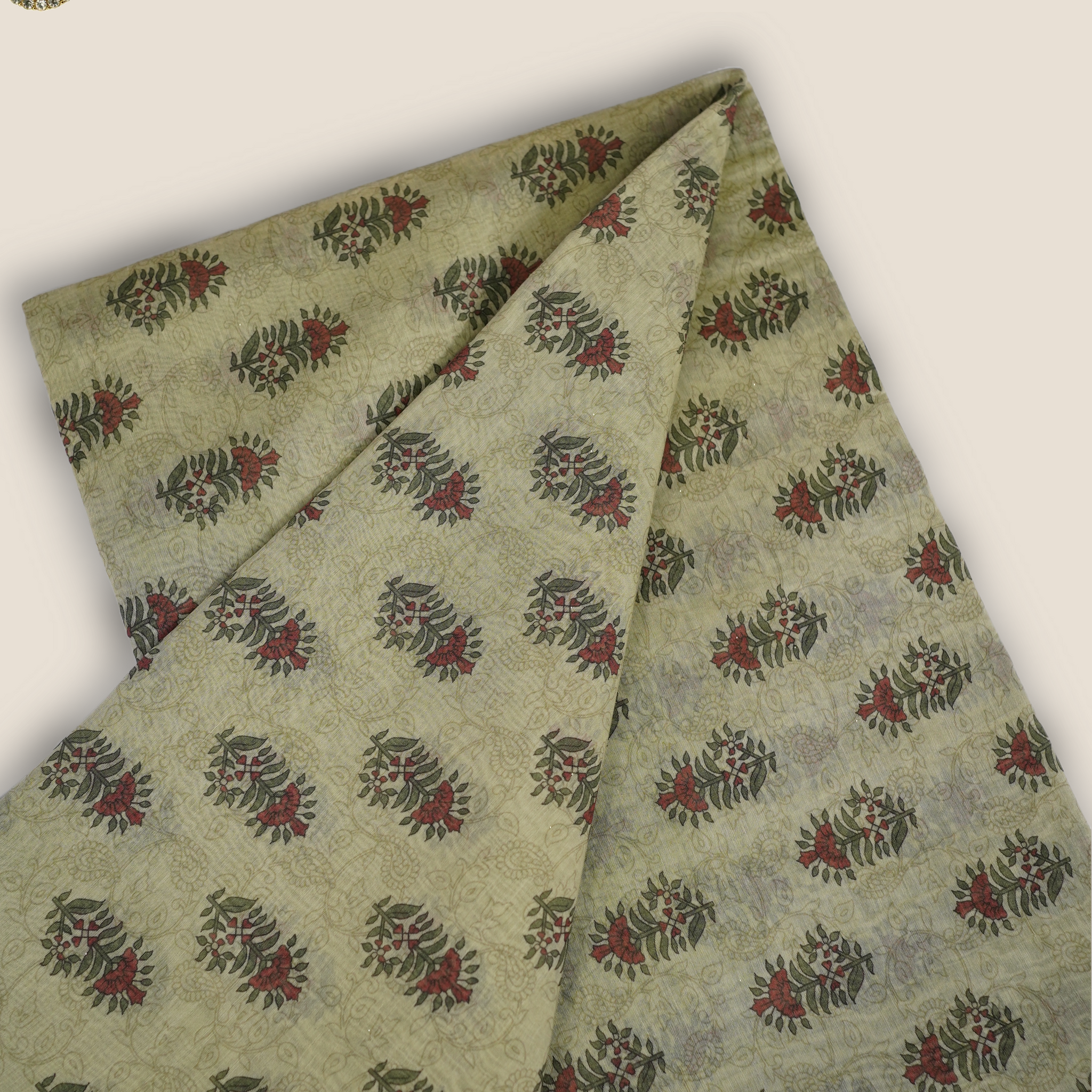 Pure Malai Chanderi Mughal Printed Fabric