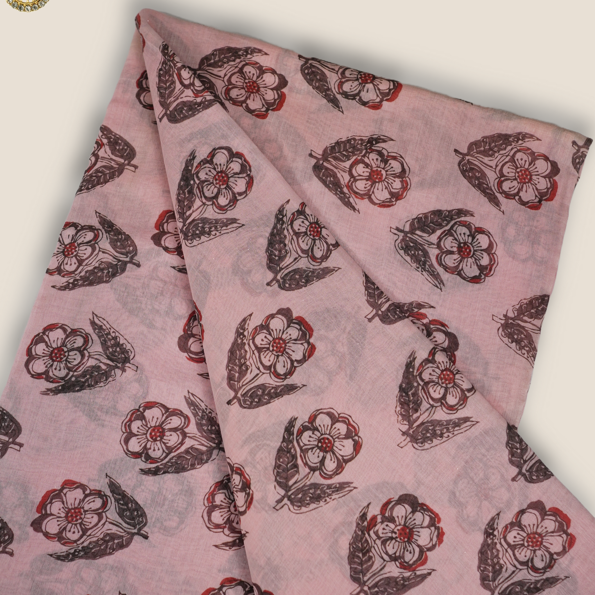 Pure Malai Chanderi Mughal Printed Fabric