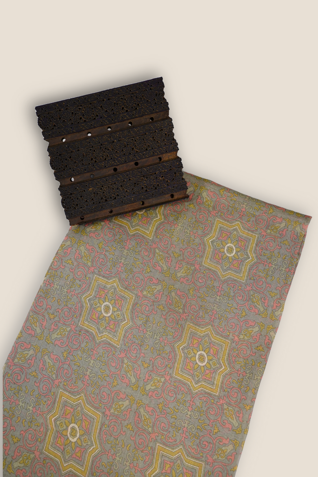 Pure Malai Chanderi Mughal Printed Fabric