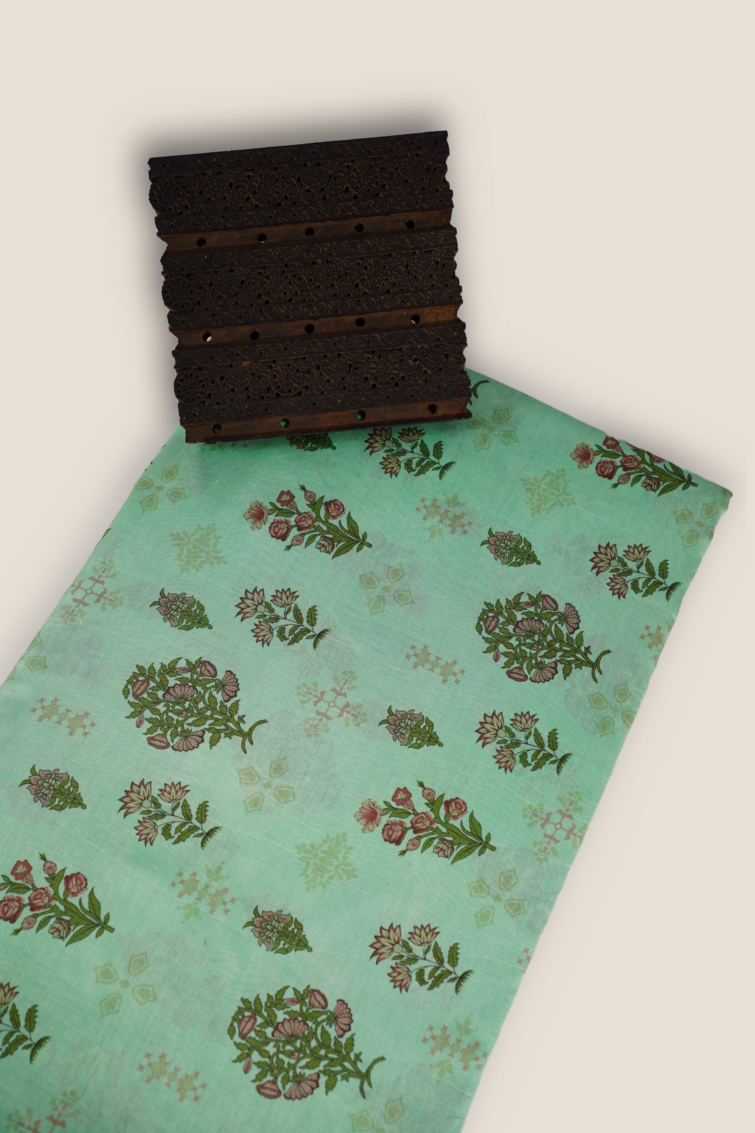 Pure Malai Chanderi Mughal Printed Fabric