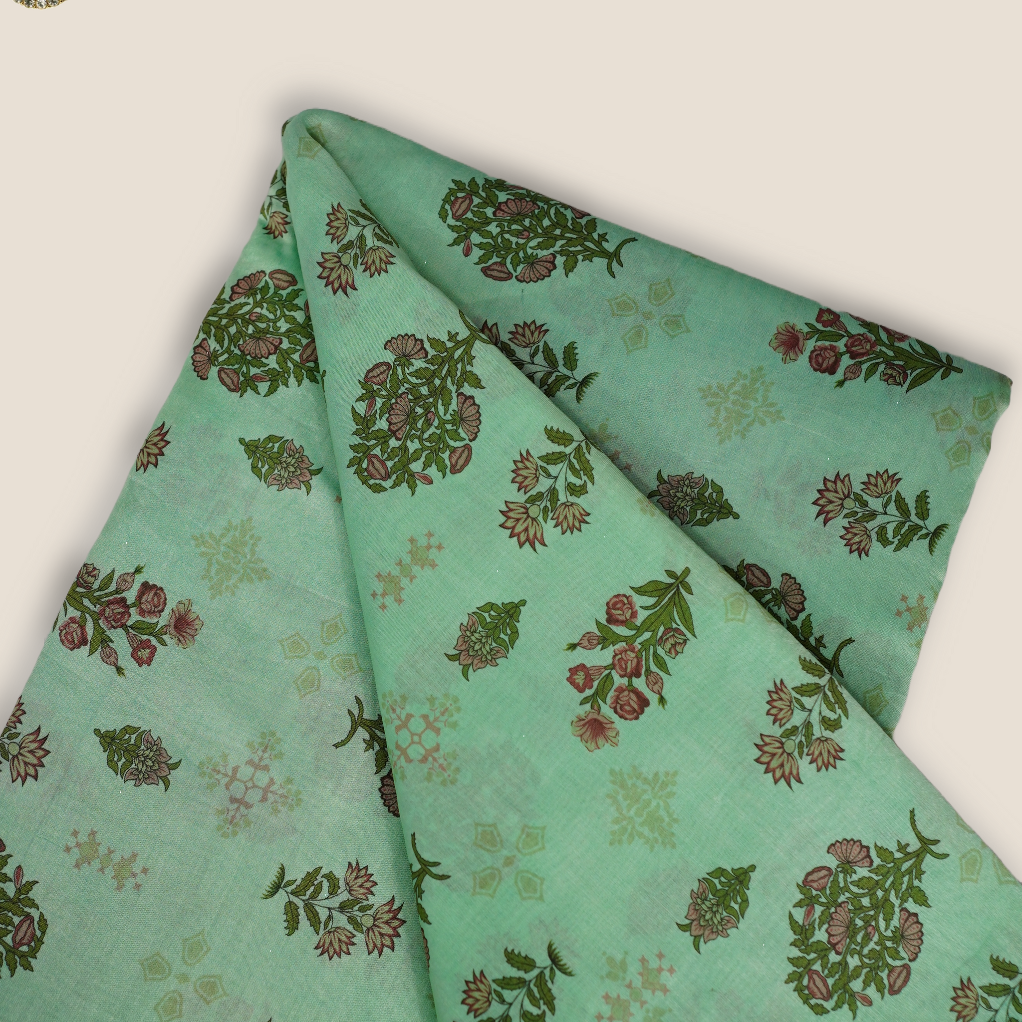 Pure Malai Chanderi Mughal Printed Fabric