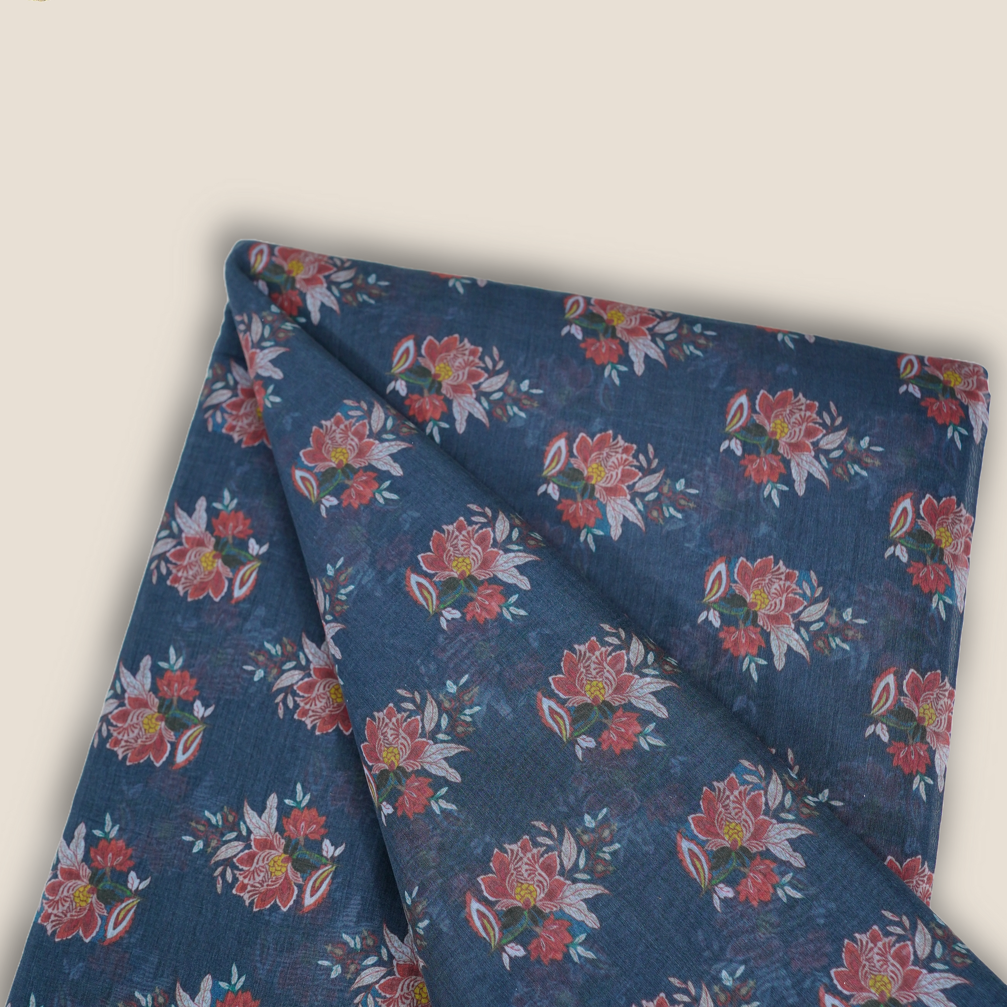 Pure Malai Chanderi Mughal Printed Fabric