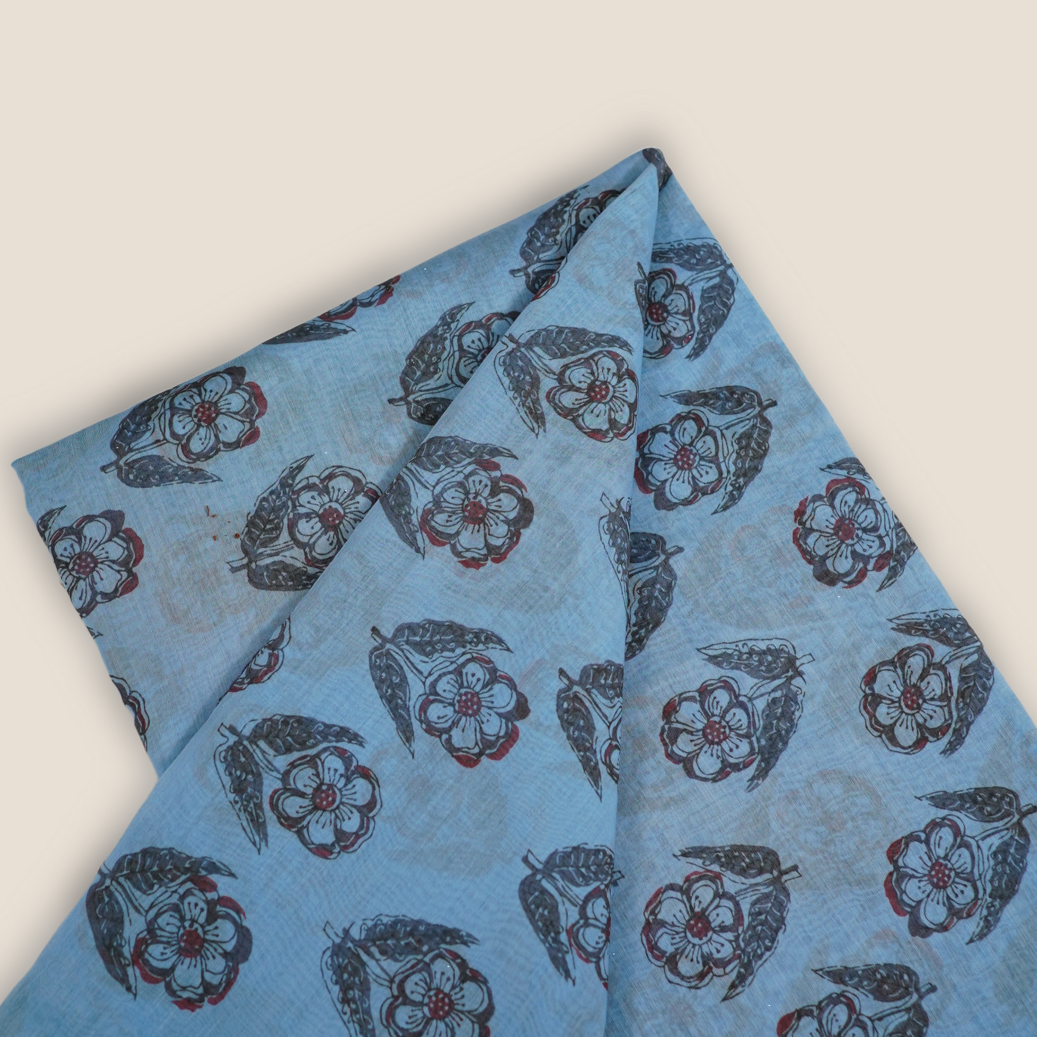 Pure Malai Chanderi Mughal Printed Fabric