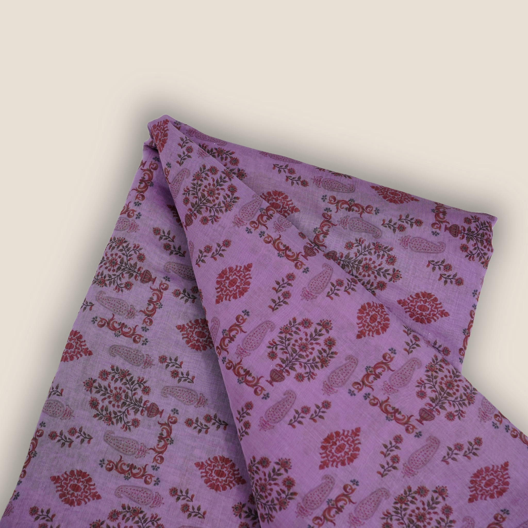 Pure Malai Chanderi Mughal Printed Fabric