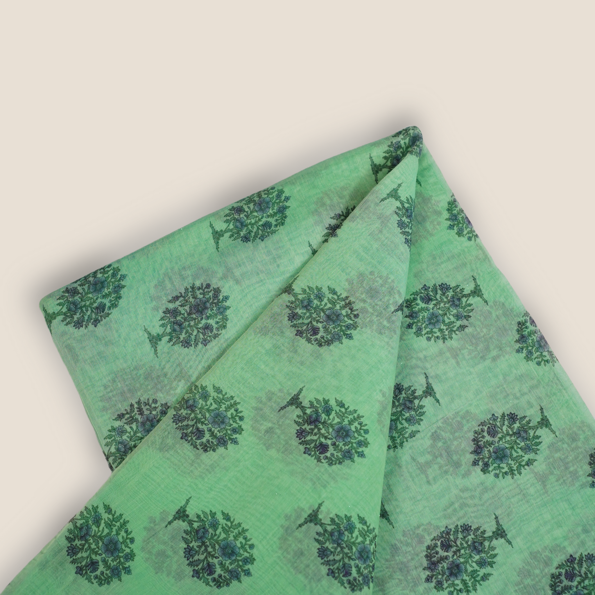 Pure Malai Chanderi Mughal Printed Fabric